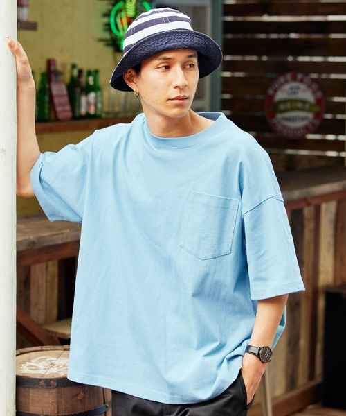 BARK MANHATTAN(バークマンハッタン)の「USAコットン ヘビーウェイト オーバーサイズ クルーネックポケット半袖Tシャツ(Tシャツ/カットソー・メンズ・ホワイト/ブラック/ネイビー/グレー/ライトグリーン/ダークグレー/ライトカーキ/ホワイト系その他/ベージュ系その他/ブルー系その他/パープル系その他/ブルー系その他2・M/L/XL)」の10枚目の写真