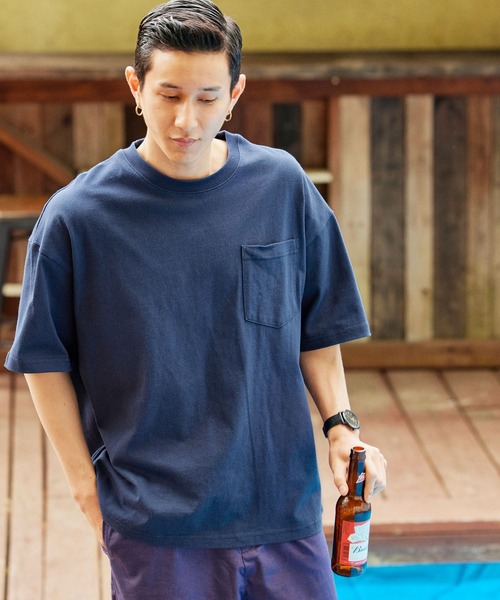 BARK MANHATTAN(バークマンハッタン)の「USAコットン ヘビーウェイト オーバーサイズ クルーネックポケット半袖Tシャツ(Tシャツ/カットソー・メンズ・ホワイト/ブラック/ネイビー/グレー/ライトグリーン/ダークグレー/ライトカーキ/ホワイト系その他/ベージュ系その他/ブルー系その他/パープル系その他/ブルー系その他2・M/L/XL)」の9枚目の写真