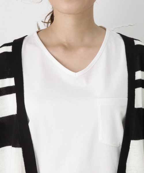 NAVY(ネイビー)の「ニットカーディガン 半袖Tシャツ アンサンブル(Tシャツ/カットソー・レディース・ライトグレー/ホワイト×ブラック/ブラック/ベージュ/カーキ・フリー)」の13枚目の写真