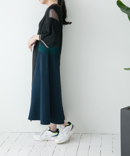 Eimee Law（エイミーロウ）の「5texフレアーラインカットドレス（ワンピース・レディース・ブラック/アイボリー・38）」の12枚目の写真