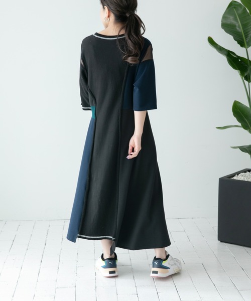 Eimee Law（エイミーロウ）の「5texフレアーラインカットドレス（ワンピース・レディース・ブラック/アイボリー・38）」の6枚目の写真