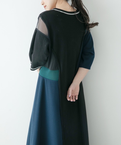 Eimee Law（エイミーロウ）の「5texフレアーラインカットドレス（ワンピース・レディース・ブラック/アイボリー・38）」の18枚目の写真