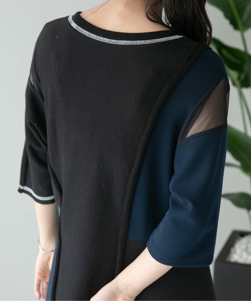 Eimee Law（エイミーロウ）の「5texフレアーラインカットドレス（ワンピース・レディース・ブラック/アイボリー・38）」の10枚目の写真