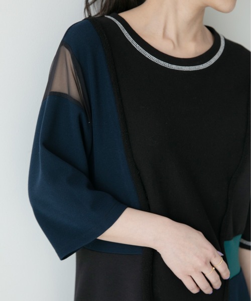 Eimee Law（エイミーロウ）の「5texフレアーラインカットドレス（ワンピース・レディース・ブラック/アイボリー・38）」の8枚目の写真