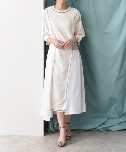 Eimee Law（エイミーロウ）の「5texフレアーラインカットドレス（ワンピース・レディース・ブラック/アイボリー・38）」の13枚目の写真