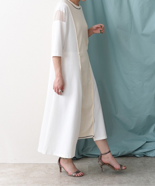 Eimee Law（エイミーロウ）の「5texフレアーラインカットドレス（ワンピース・レディース・ブラック/アイボリー・38）」の11枚目の写真