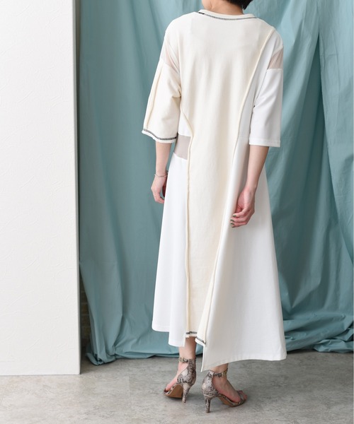 Eimee Law（エイミーロウ）の「5texフレアーラインカットドレス（ワンピース・レディース・ブラック/アイボリー・38）」の5枚目の写真