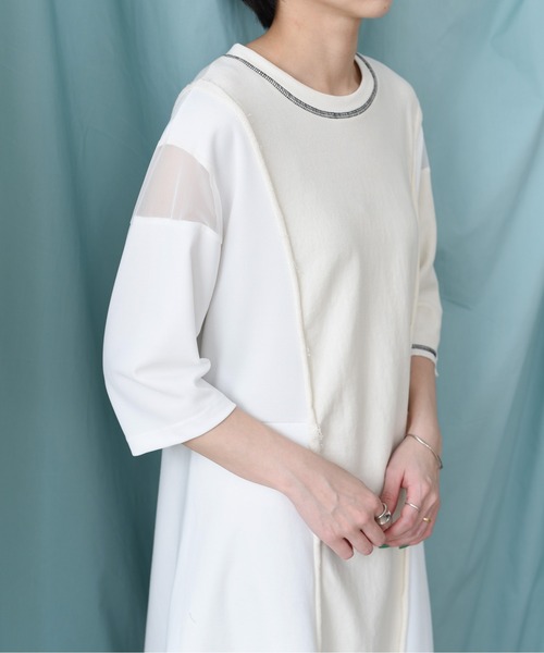 Eimee Law（エイミーロウ）の「5texフレアーラインカットドレス（ワンピース・レディース・ブラック/アイボリー・38）」の3枚目の写真