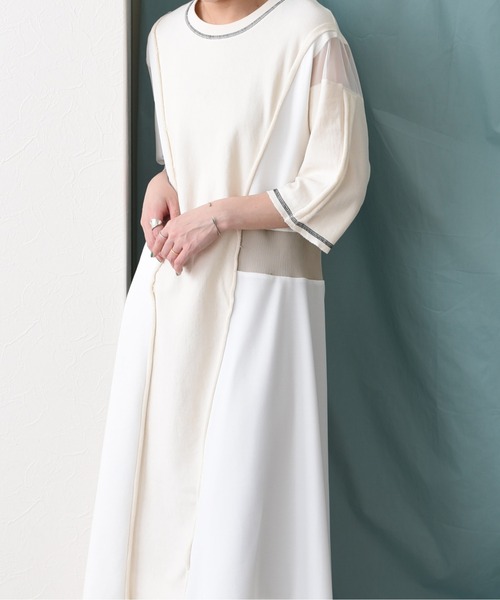 Eimee Law（エイミーロウ）の「5texフレアーラインカットドレス（ワンピース・レディース・ブラック/アイボリー・38）」の7枚目の写真