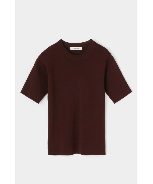 MOUSSY(マウジー)の「HALF SLEEVE KNIT トップス(ニット/セーター・レディース・ダークブラウン/ダークネイビー/キナリ・FREE)」の1枚目の写真