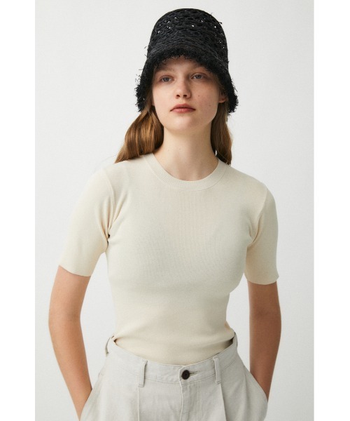 MOUSSY(マウジー)の「HALF SLEEVE KNIT トップス(ニット/セーター・レディース・ダークブラウン/ダークネイビー/キナリ・FREE)」の4枚目の写真