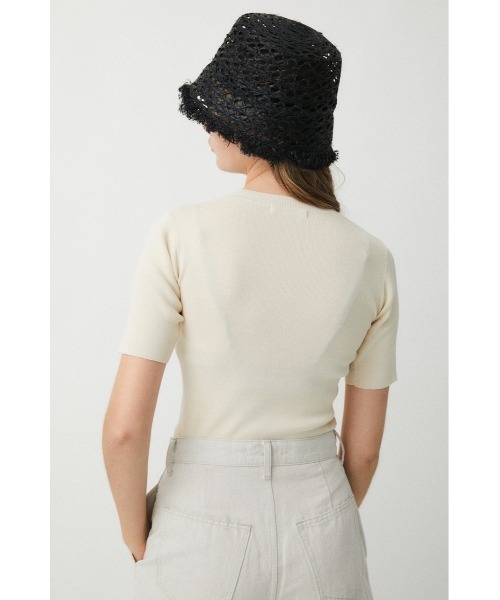 MOUSSY(マウジー)の「HALF SLEEVE KNIT トップス(ニット/セーター・レディース・ダークブラウン/ダークネイビー/キナリ・FREE)」の6枚目の写真