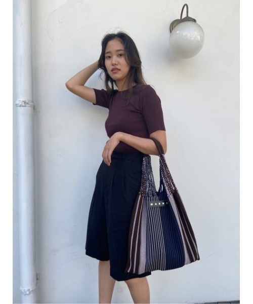 MOUSSY(マウジー)の「HALF SLEEVE KNIT トップス(ニット/セーター・レディース・ダークブラウン/ダークネイビー/キナリ・FREE)」の16枚目の写真