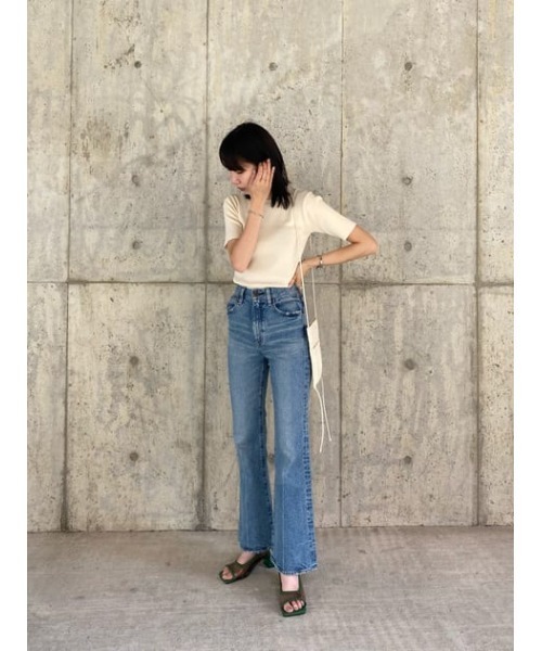MOUSSY(マウジー)の「HALF SLEEVE KNIT トップス(ニット/セーター・レディース・ダークブラウン/ダークネイビー/キナリ・FREE)」の19枚目の写真