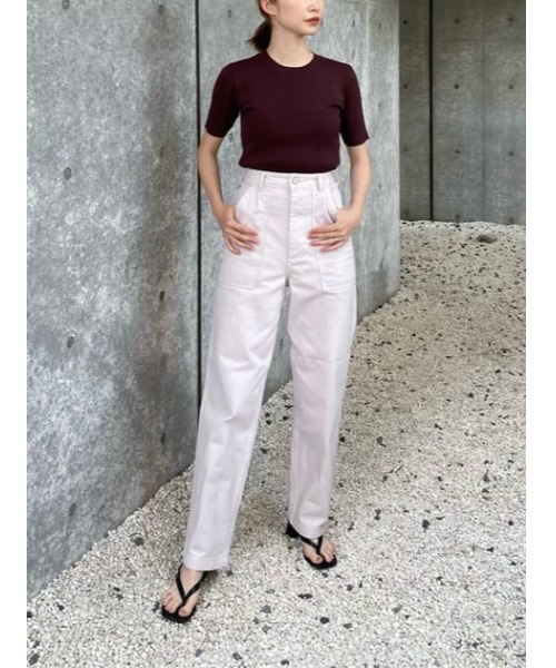 MOUSSY(マウジー)の「HALF SLEEVE KNIT トップス(ニット/セーター・レディース・ダークブラウン/ダークネイビー/キナリ・FREE)」の20枚目の写真