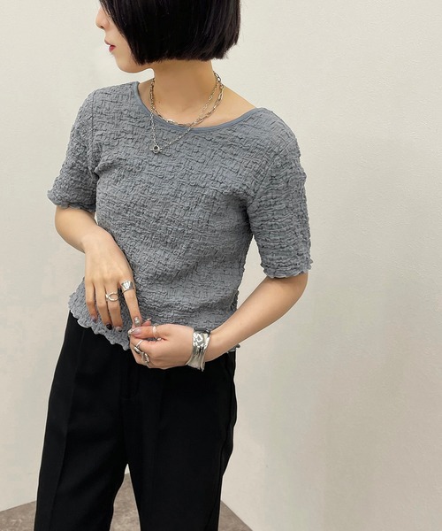 apres jour mignon（アプレジュールミニョン）の「ポコポコクロスＴ 【ZOZOTOWN限定アイテム】（Tシャツ/カットソー・レディース・ブラック/アイボリー/ブルー系その他・X-LARGE/フリー）」の3枚目の写真