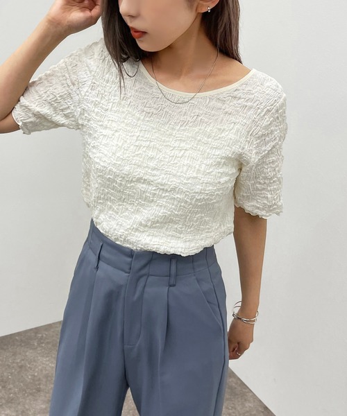 apres jour mignon（アプレジュールミニョン）の「ポコポコクロスＴ 【ZOZOTOWN限定アイテム】（Tシャツ/カットソー・レディース・ブラック/アイボリー/ブルー系その他・X-LARGE/フリー）」の4枚目の写真