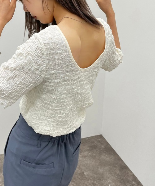 apres jour mignon（アプレジュールミニョン）の「ポコポコクロスＴ 【ZOZOTOWN限定アイテム】（Tシャツ/カットソー・レディース・ブラック/アイボリー/ブルー系その他・X-LARGE/フリー）」の6枚目の写真