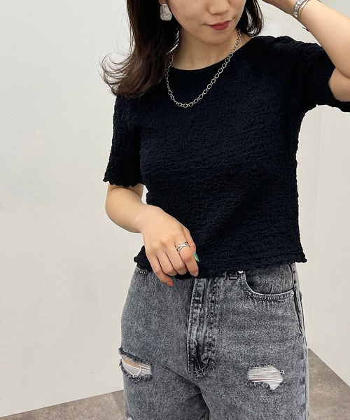 apres jour mignon（アプレジュールミニョン）の「ポコポコクロスＴ 【ZOZOTOWN限定アイテム】（Tシャツ/カットソー・レディース・ブラック/アイボリー/ブルー系その他・X-LARGE/フリー）」の11枚目の写真