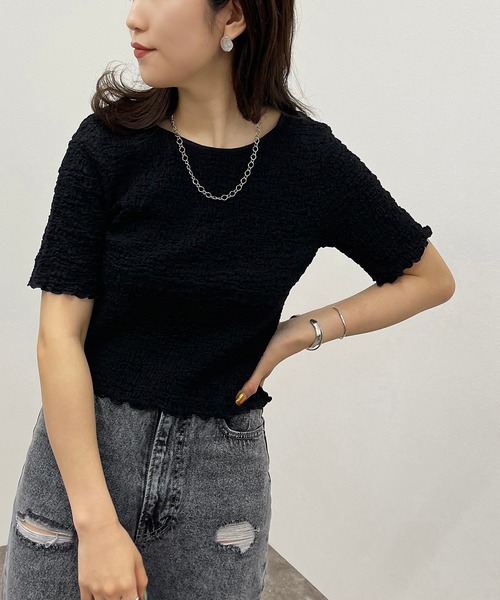 apres jour mignon（アプレジュールミニョン）の「ポコポコクロスＴ 【ZOZOTOWN限定アイテム】（Tシャツ/カットソー・レディース・ブラック/アイボリー/ブルー系その他・X-LARGE/フリー）」の12枚目の写真