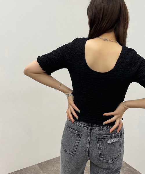 apres jour mignon（アプレジュールミニョン）の「ポコポコクロスＴ 【ZOZOTOWN限定アイテム】（Tシャツ/カットソー・レディース・ブラック/アイボリー/ブルー系その他・X-LARGE/フリー）」の14枚目の写真