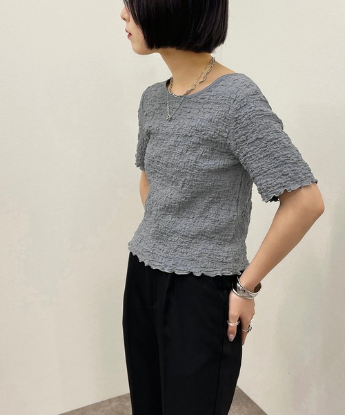 apres jour mignon（アプレジュールミニョン）の「ポコポコクロスＴ 【ZOZOTOWN限定アイテム】（Tシャツ/カットソー・レディース・ブラック/アイボリー/ブルー系その他・X-LARGE/フリー）」の19枚目の写真