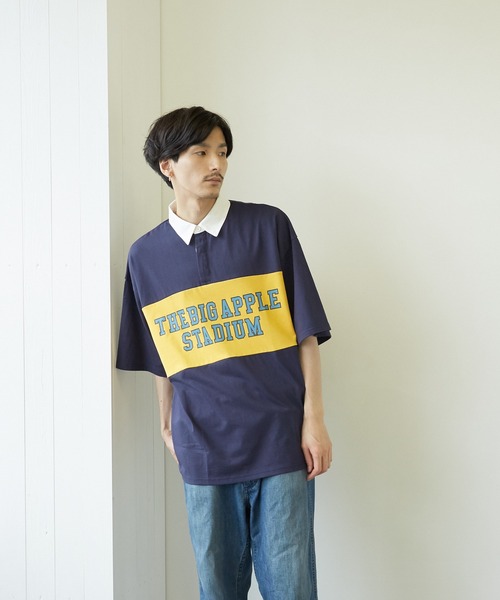 VIBGYOR(ヴィブジョー)の「【VIBGYOR BY AS】バイカラープリントラガーシャツ(RE)(Tシャツ/カットソー・メンズ・ブラック/ネイビー/グリーン・MEDIUM/LARGE)」の6枚目の写真