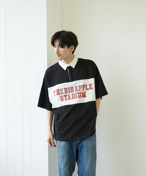 VIBGYOR(ヴィブジョー)の「【VIBGYOR BY AS】バイカラープリントラガーシャツ(RE)(Tシャツ/カットソー・メンズ・ブラック/ネイビー/グリーン・MEDIUM/LARGE)」の7枚目の写真