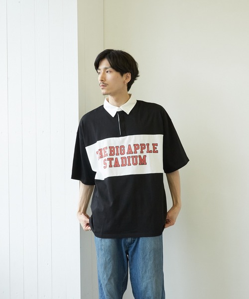 VIBGYOR(ヴィブジョー)の「【VIBGYOR BY AS】バイカラープリントラガーシャツ(RE)(Tシャツ/カットソー・メンズ・ブラック/ネイビー/グリーン・MEDIUM/LARGE)」の8枚目の写真