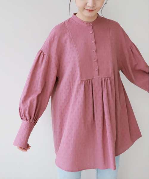 SLOBE citron.（スローブシトロン）の「SLOBE citron. チュニックブラウス【手洗い可能】◆（シャツ/ブラウス・レディース・ブラック/ブラック系その他/ピンク/ホワイト・FREE）」の4枚目の写真