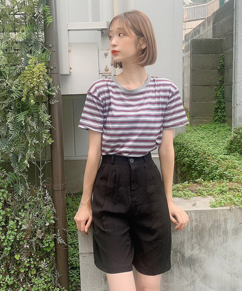 Voyage titty&Co.PETIT（ボヤージュティティアンドコープチ）の「【Voyage titty&Co.】タックハーフパンツ（その他パンツ・レディース・ベージュ/ブラック・FREE）」の6枚目の写真