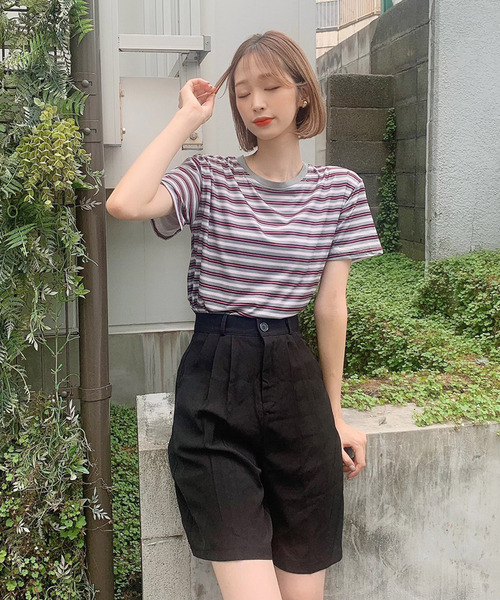 Voyage titty&Co.PETIT（ボヤージュティティアンドコープチ）の「【Voyage titty&Co.】タックハーフパンツ（その他パンツ・レディース・ベージュ/ブラック・FREE）」の8枚目の写真