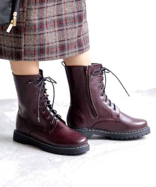 VIVIAN（ヴィヴィアン）の「厚底8ホールレースアップショートブーツ（ブーツ・レディース・ワイン/ダークブラウン/ブラック/ホワイト・LL/S/M/L）」の4枚目の写真
