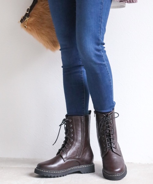 VIVIAN（ヴィヴィアン）の「厚底8ホールレースアップショートブーツ（ブーツ・レディース・ワイン/ダークブラウン/ブラック/ホワイト・LL/S/M/L）」の9枚目の写真