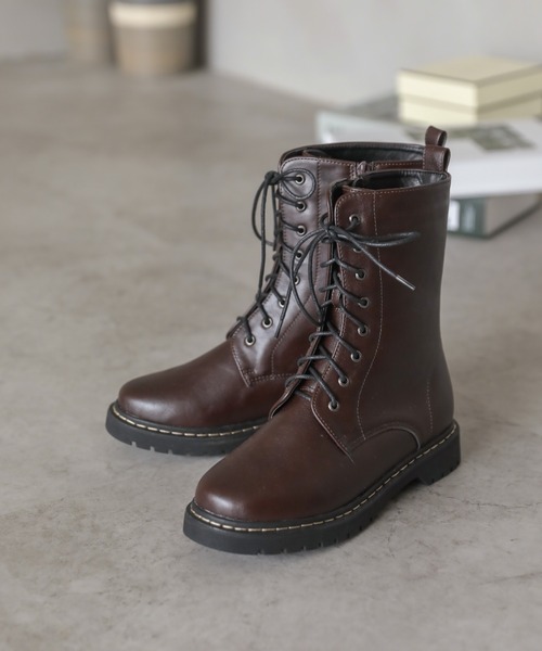 VIVIAN（ヴィヴィアン）の「厚底8ホールレースアップショートブーツ（ブーツ・レディース・ワイン/ダークブラウン/ブラック/ホワイト・LL/S/M/L）」の18枚目の写真