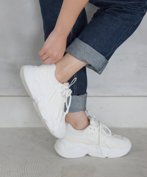 NOFALL（ノーフォール）の「厚底ダッドスニーカー（スニーカー・レディース・ホワイト/ブラック/ベージュ・LL/M/3L/S/L/SS）」の9枚目の写真