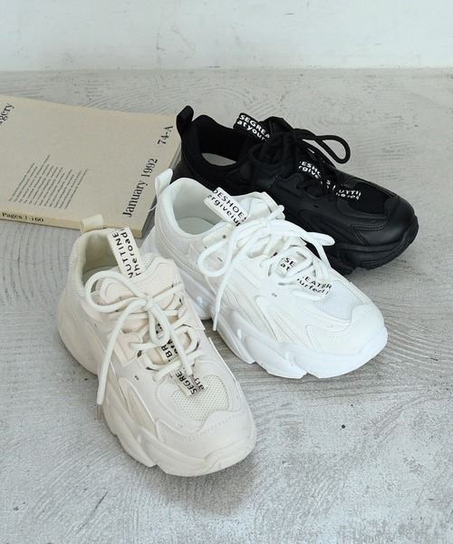 NOFALL（ノーフォール）の「厚底ダッドスニーカー（スニーカー・レディース・ホワイト/ブラック/ベージュ・LL/M/3L/S/L/SS）」の6枚目の写真