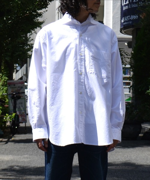 WILD LIFE TAILOR Adam et Rope'（ワイルドテーラーアダムエロペ　）の「【WILD LIFE TAILOR】オーバーダイ オックス セミワイドシャツ（シャツ/ブラウス・メンズ・ホワイト/ブラック系その他2/ベージュ・M/L）」の2枚目の写真