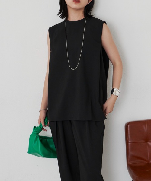 Aunt Marie's（アントマリーズ）の「バックフレアノースリトップス（シャツ/ブラウス・レディース・ネイビー/ブラック・FREE）」の19枚目の写真