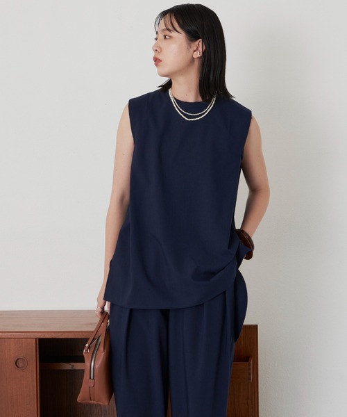 Aunt Marie's（アントマリーズ）の「バックフレアノースリトップス（シャツ/ブラウス・レディース・ネイビー/ブラック・FREE）」の4枚目の写真