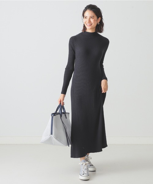 BEAMS LIGHTS(ビームスライツ)の「BEAMS LIGHTS / スタンドネック リブ ニットワンピース(ワンピース・レディース・レッド/ブラウン系その他4/ネイビー・ONE SIZE)」の10枚目の写真