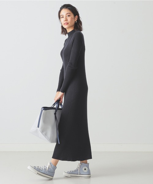 BEAMS LIGHTS(ビームスライツ)の「BEAMS LIGHTS / スタンドネック リブ ニットワンピース(ワンピース・レディース・レッド/ブラウン系その他4/ネイビー・ONE SIZE)」の11枚目の写真