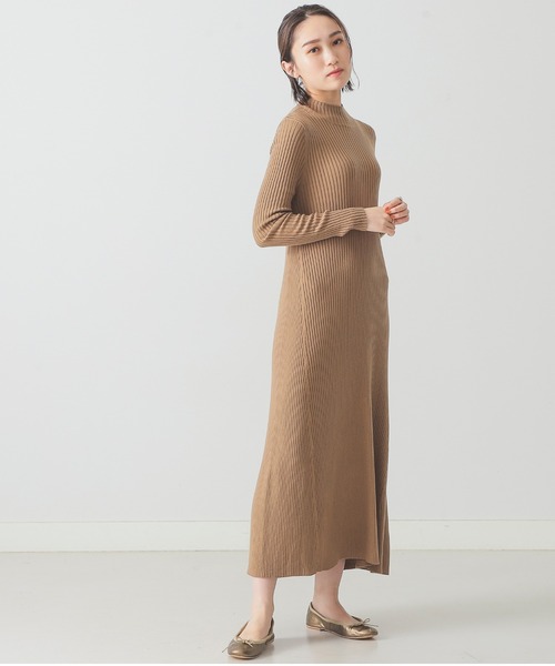 BEAMS LIGHTS(ビームスライツ)の「BEAMS LIGHTS / スタンドネック リブ ニットワンピース(ワンピース・レディース・レッド/ブラウン系その他4/ネイビー・ONE SIZE)」の8枚目の写真