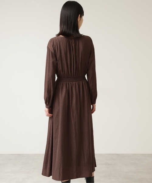 NATURAL BEAUTY BASIC(ナチュラルビューティーベーシック)の「割繊フラワージャガードワンピース(ワンピース・レディース・ブラウン/ボルドー・SMALL/MEDIUM)」の6枚目の写真