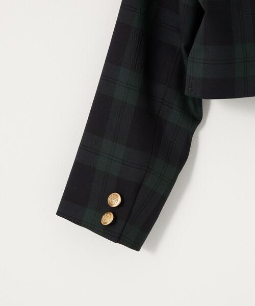 green label relaxing（グリーンレーベルリラクシング）の「TW ブラックウォッチ ボレロ（ノーカラージャケット・キッズ・ダークグリーン・110cm/130cm/120cm）」の8枚目の写真