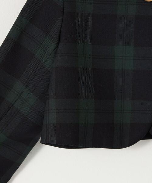green label relaxing（グリーンレーベルリラクシング）の「TW ブラックウォッチ ボレロ（ノーカラージャケット・キッズ・ダークグリーン・110cm/130cm/120cm）」の9枚目の写真