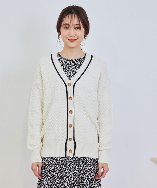 ROPE' PICNIC(ロペピクニック)の「ヘリンボーン柄カーディガン(カーディガン/ボレロ・レディース・キナリ/グリーン・38)」の6枚目の写真