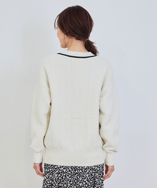 ROPE' PICNIC(ロペピクニック)の「ヘリンボーン柄カーディガン(カーディガン/ボレロ・レディース・キナリ/グリーン・38)」の9枚目の写真