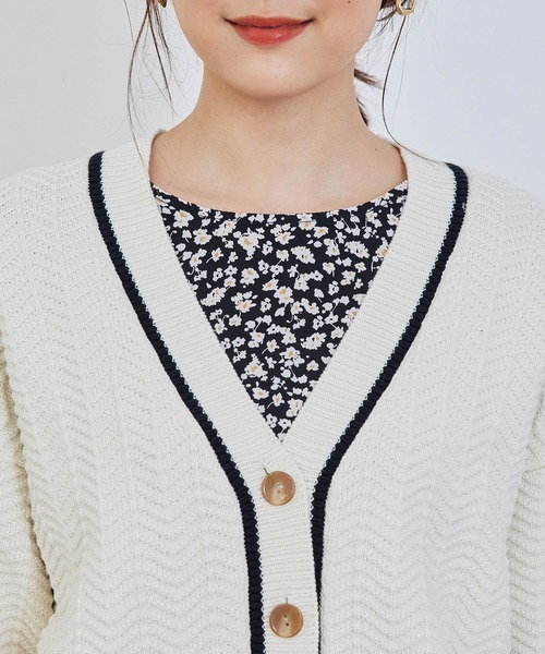 ROPE' PICNIC(ロペピクニック)の「ヘリンボーン柄カーディガン(カーディガン/ボレロ・レディース・キナリ/グリーン・38)」の12枚目の写真