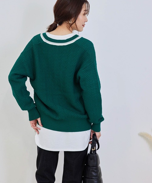 ROPE' PICNIC(ロペピクニック)の「ヘリンボーン柄カーディガン(カーディガン/ボレロ・レディース・キナリ/グリーン・38)」の10枚目の写真